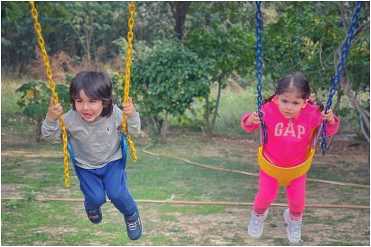 Taimur Ali Khan and Inaaya Kemmu look adorable as they enjoy swing ride