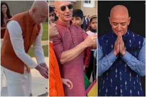 Amazon CEO Jeff Bezos sports traditional kurta and pants during visit to India