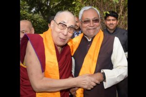 Nitish Kumar’s warm welcome to Dalai Lama as he visits Patna