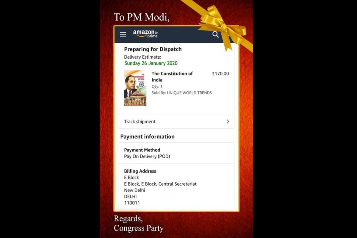 Copy of Constitution: Congress’s ‘gift’ to PM Narendra Modi on Republic Day