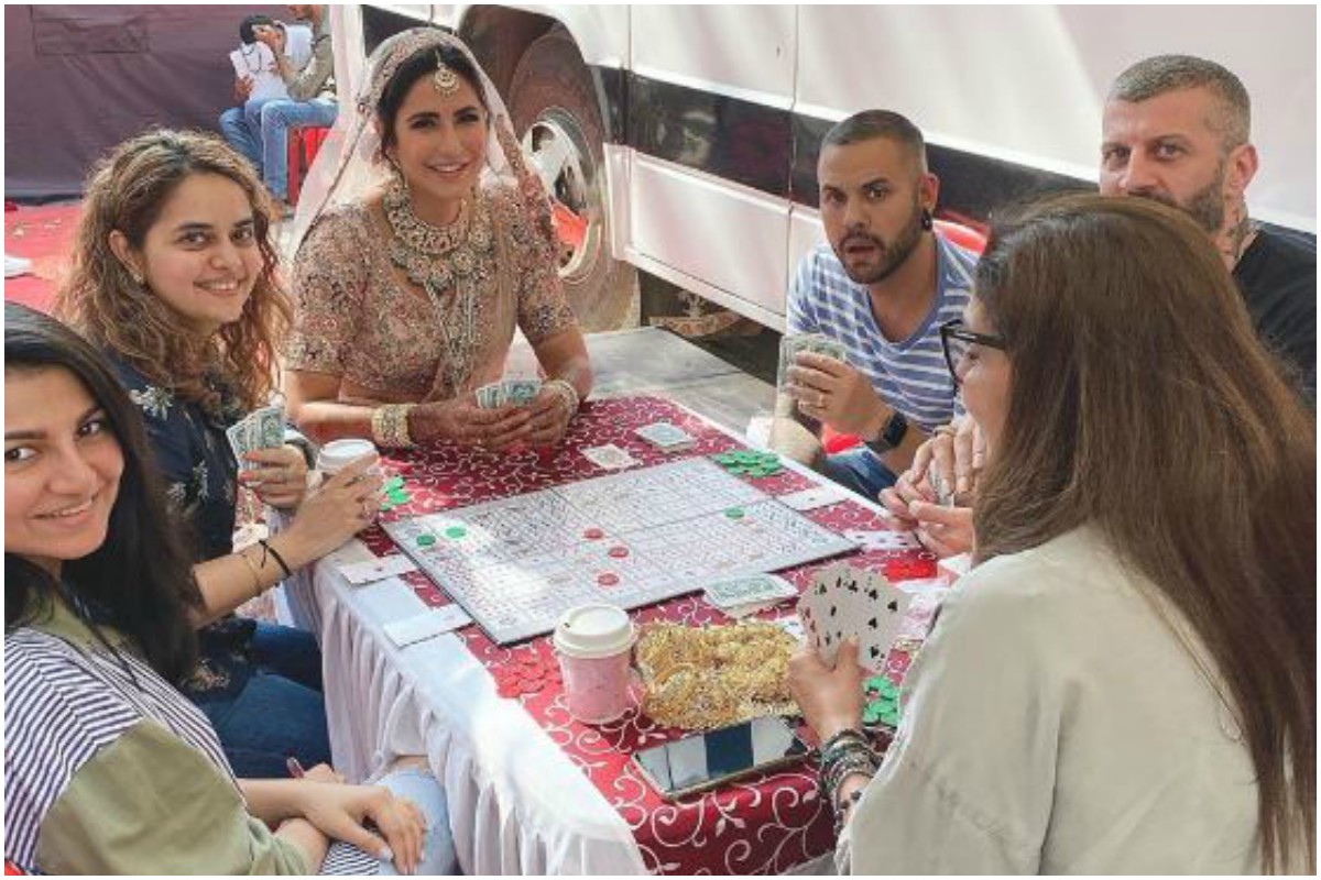 Katrina Kaif playing cards in bridal ensemble, shares BTS pics