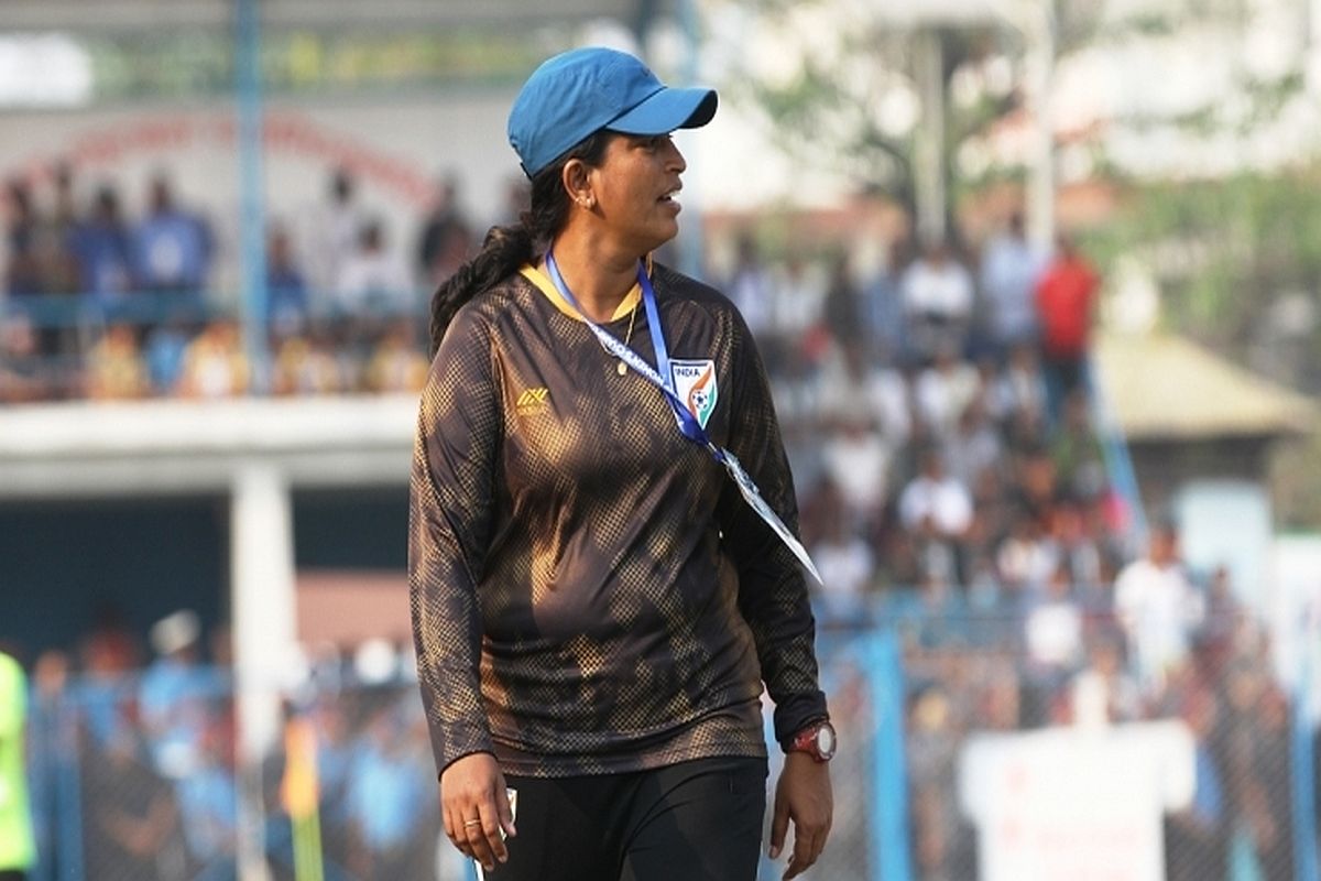 Indian women’s football coach scouts for talent in Khelo India University Games