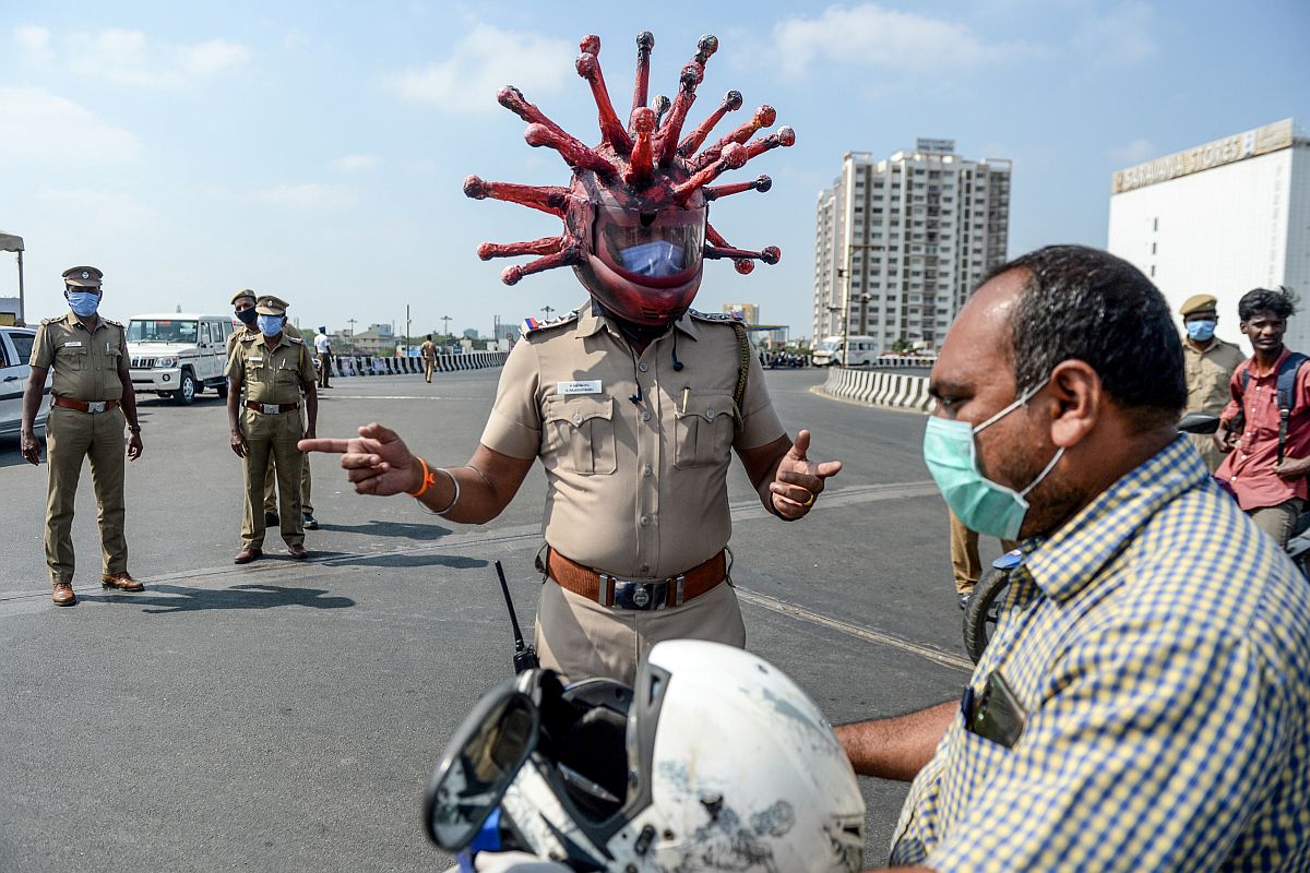 Wearing coronavirus-themed helmet, TN cop raises awareness on importance of lockdown