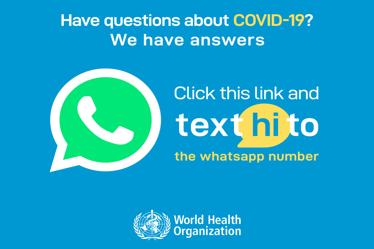 WHO Health launches WhatsApp messaging service on COVID-19