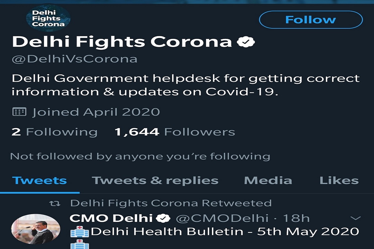 Delhi govt launches Twitter handle @DelhiVsCorona for COVID-19 updates