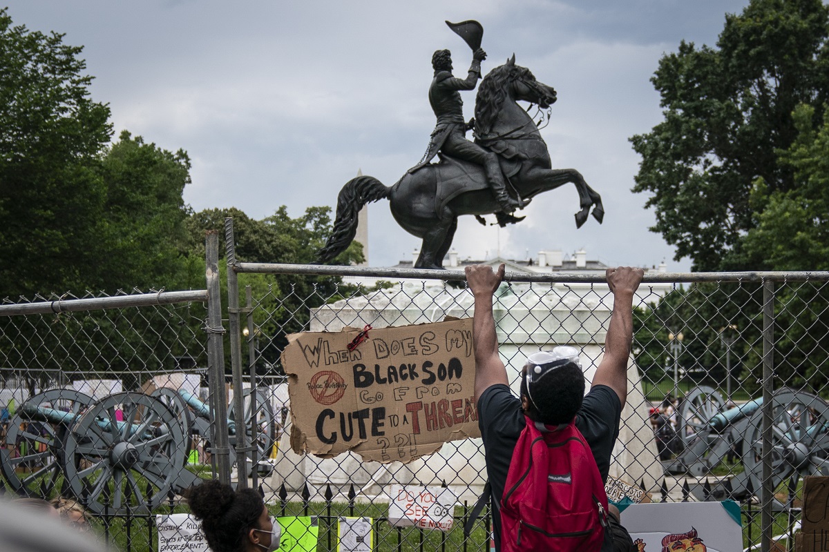 Thousands of protesters try to topple former US President Andrew Jackson’s statue outside White House