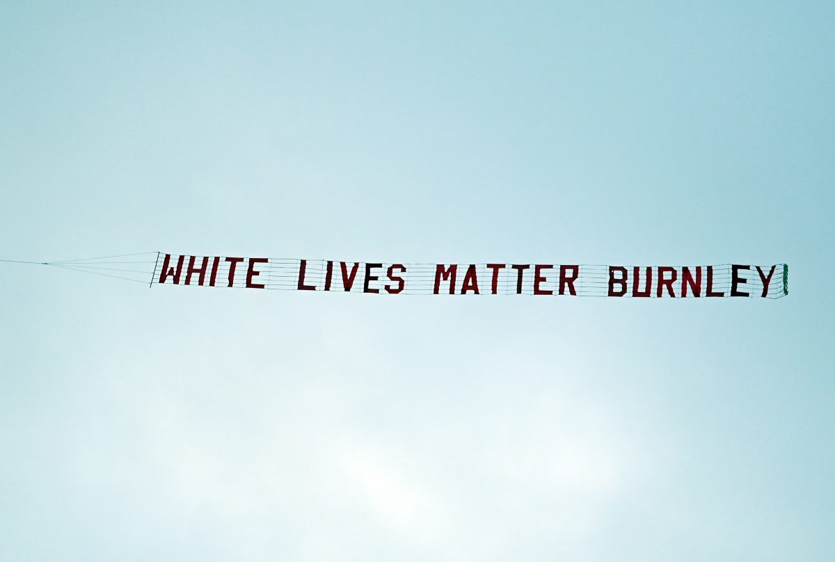 ‘White Lives Matter’ banner flies over stadium during Manchester City-Burnley Premier League match