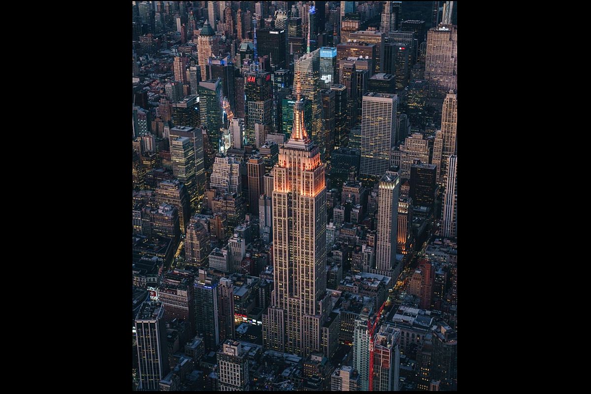 Famous Empire State Building illuminated in shades of orange as New York City celebrates Diwali
