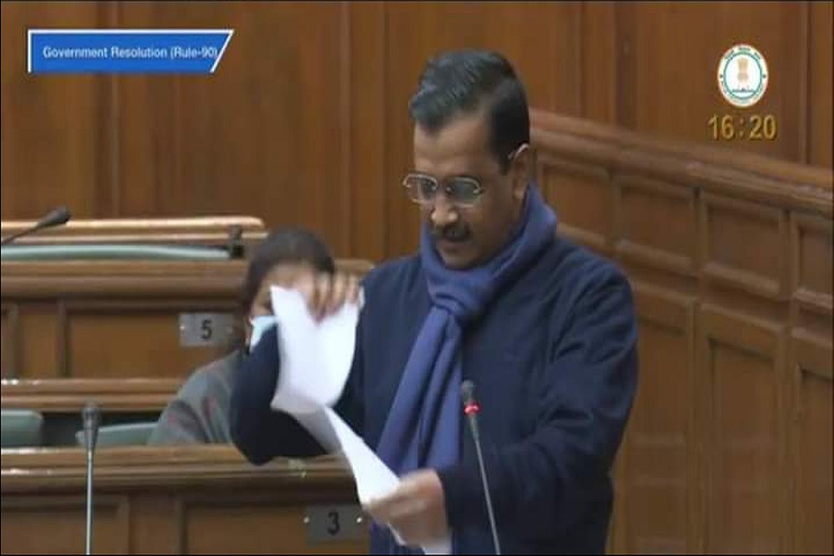 ‘Don’t become worse than Britishers’: Arvind Kejriwal tears copies of farm bills during special Assembly session