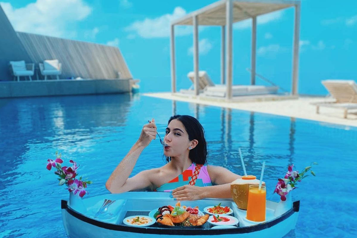 Sara Ali Khan oozes oomph in floating Maldives moment