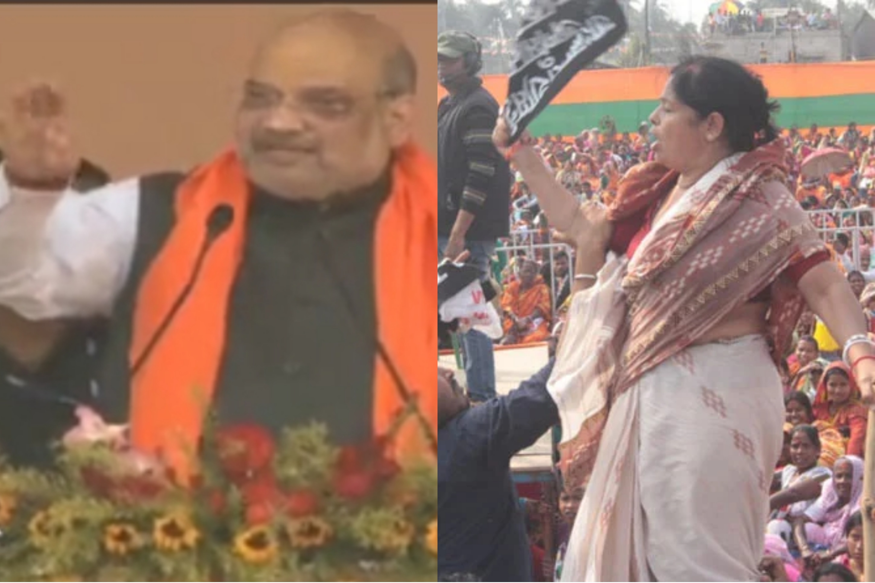 Women show black flag to Amit Shah during rally at West Bengal’s Namkhana