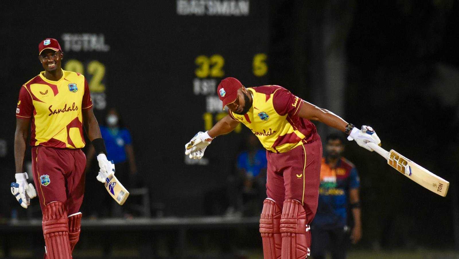 Kieron Pollard hits six sixes in one over during West Indies’ win over Sri Lanka