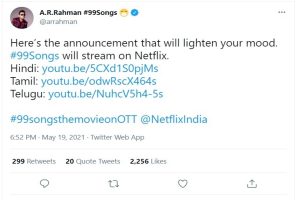 AR Rahman’s ’99 Songs’ to have digital premiere on May 21