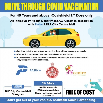 Drive-in vaccination for 2nd shot of Covishield for 45+ in Gurugram