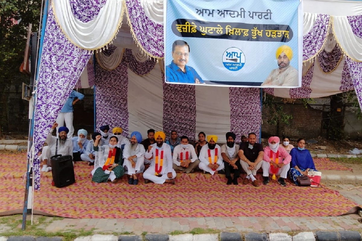 AAP cadre holds hunger strike, protests against Captain government