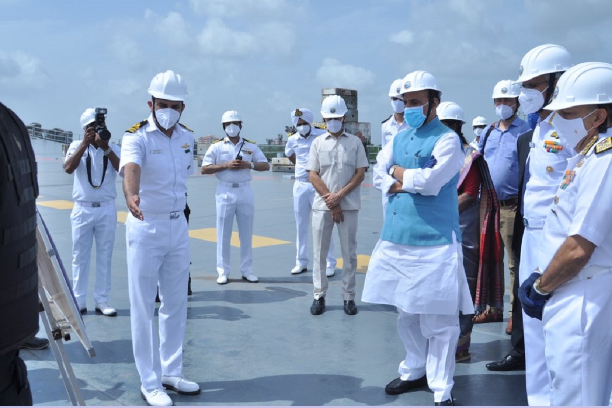 Rajnath Singh reviews progress of construction of first indigenous aircraft carrier at Kochi