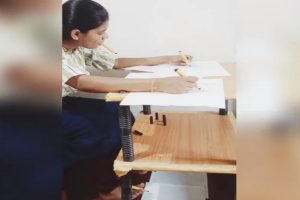 This Kerala student draws using her hands, feet and mouth