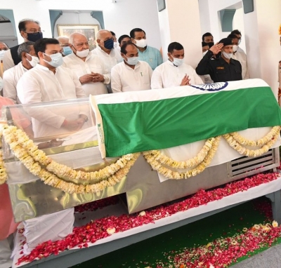 Kalyan Singh’s cremation in Bulandshahr on Monday afternoon
