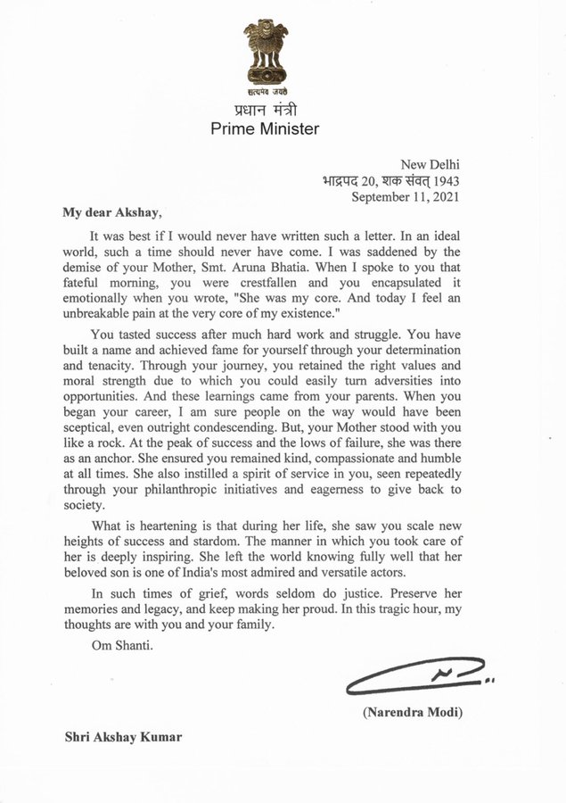 PM Modi Letter