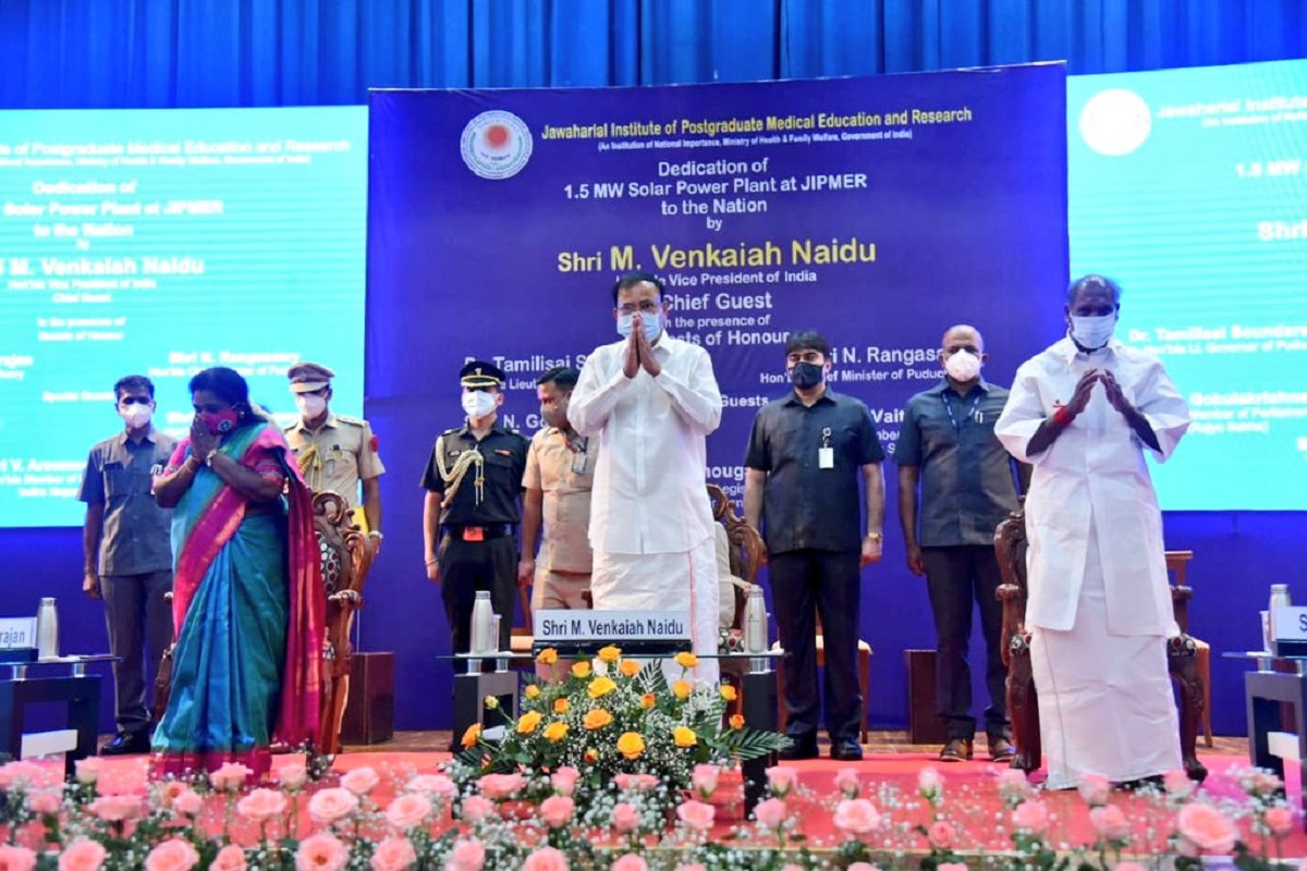 States must make solar energy and water harvesting mandatory for large buildings: VP Naidu