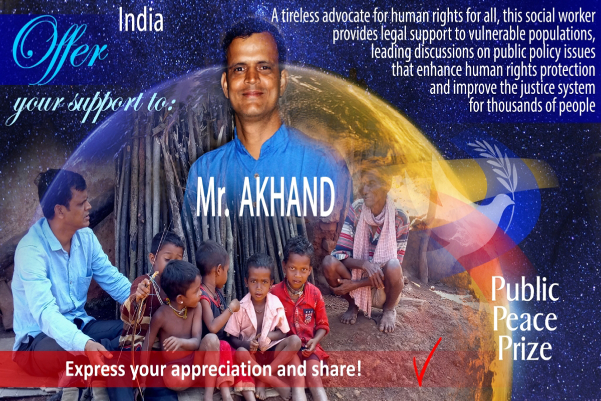 Odisha rights activist Akhand conferred International Public Peace Prize