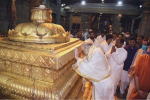Home minister Amit Shah offers prayers at Tirumala temple