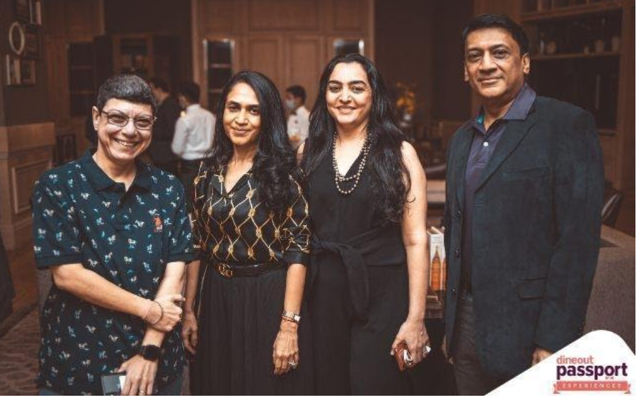 L-R: Rukshana A. Kapadia - Brand Host Dineout Passport, Monica Poddar - Wife of Aditya Poddar, Roma Suri - Wife of Sumeet Suri, Aditya Poddar - Businessman at Wellside Group