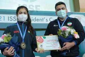 Manu Bhaker and Olympic champion Javad Foroughi win Air Pistol Mixed Team gold in President’s Cup