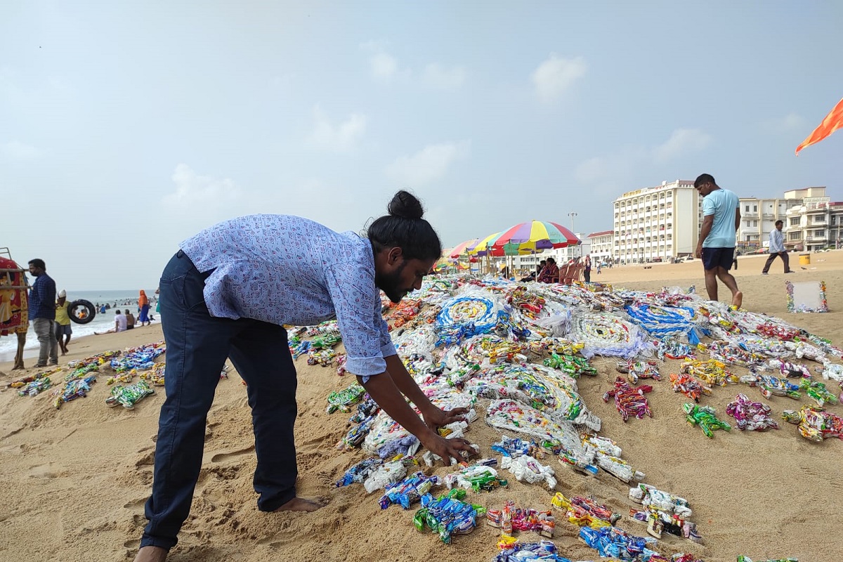 Creative art work spreads awareness on plastic menace