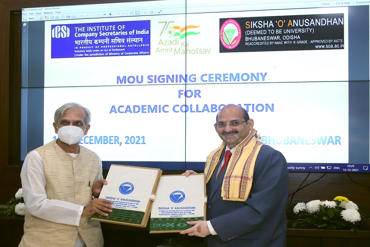 SOA signs MoU with institute of company secretaries of India for academic research and training