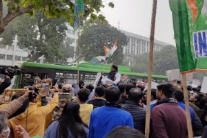 Youth Congress protests demanding dismissal of Ajay Mishra