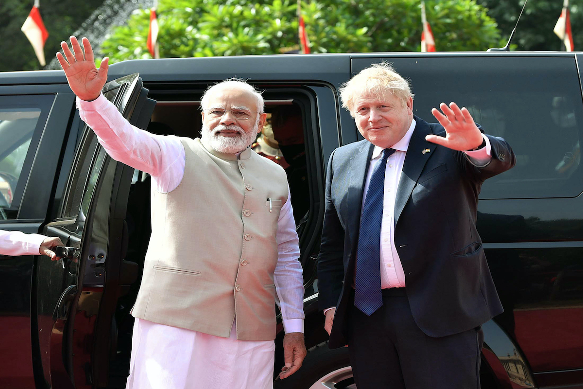 PM Modi and PM Boris Johnson witness the exchange of agreements between India and UK