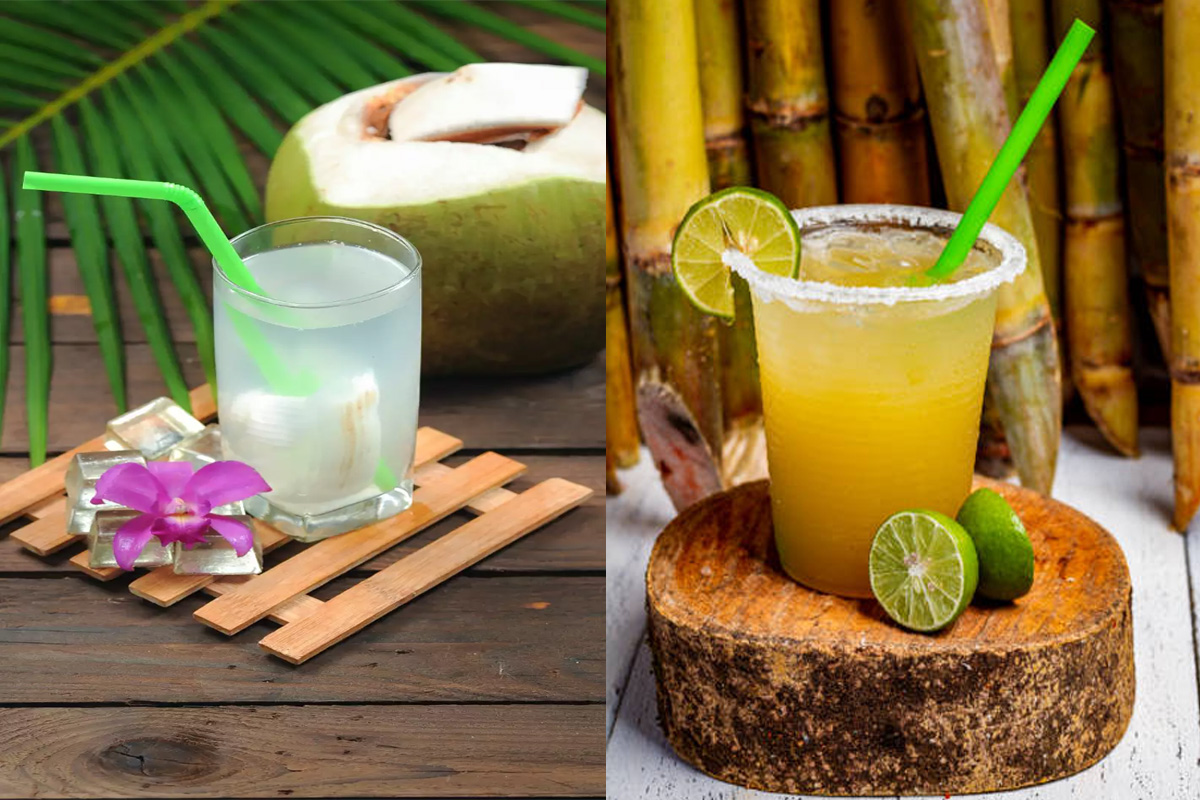 Benefits of drinking Coconut water and Sugarcane juice in summer