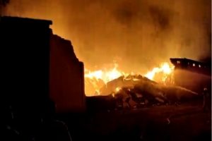Fire still raging at handloom godown in Telangana