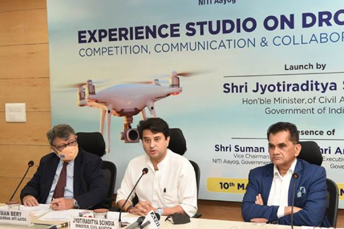 Drones for public services! Experience-studio launched at Niti Aayog by Civil Aviation Minister Jyotiraditya Scindia