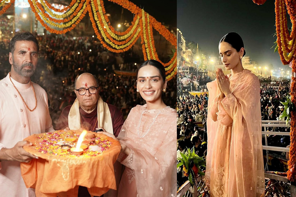 Akshay Kumar And Manushi Chhillar Perform Ganga Aarti in Varanasi