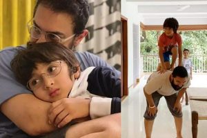 Aamir Khan bonds with son over Football in Mumbai rains