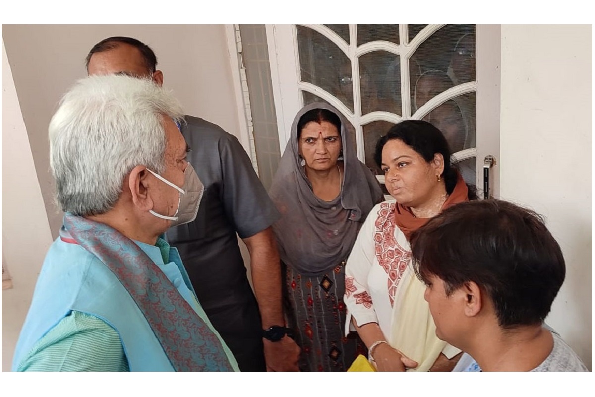 LG Sinha visits family of killed teacher Rajni Bala, assures support