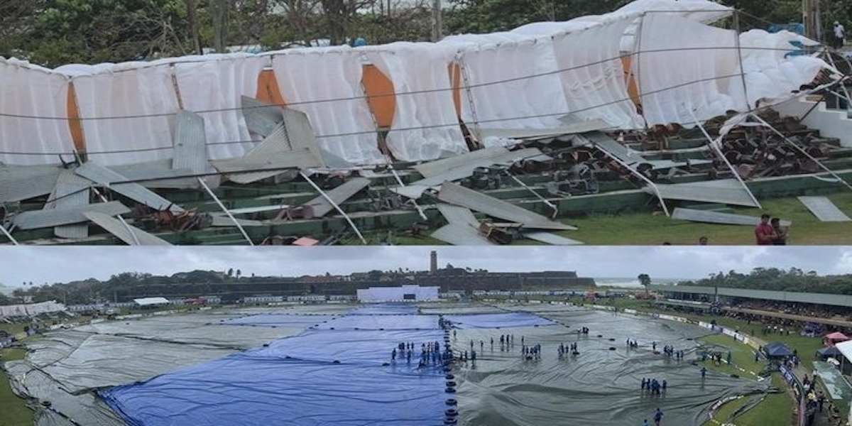 Stand collapses in heavy rain at Galle Stadium
