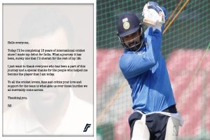 Rohit Sharma thanks fans on completing 15 years in international cricket