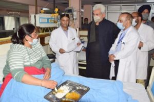 J&K LG meets injured Amarnath pilgrims at Srinagar Hospital