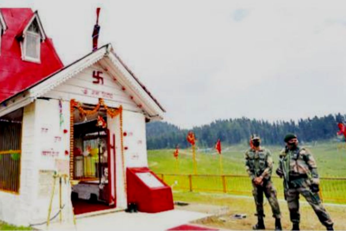 Anointed by a soldier in a Kashmir temple