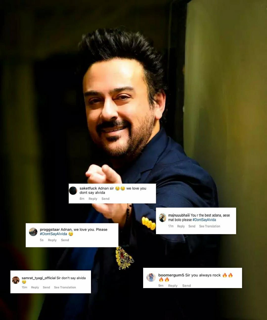 Netizens & fans flood Adnan Sami with messages as he hints at leaving Instagram. They say, #DontSayAlvida.