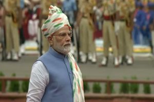 PM Modi sports triolour-themed headgear for 76th Independence Day