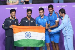 Indian men’s table tennis team defeats Singapore 3-1 to clinch gold medal in CWG 2022