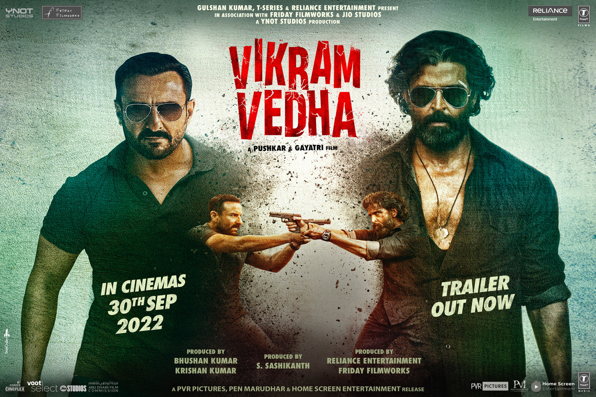Vikram Vedha makers reveal BTS of Hrithik Roshan and Saif Ali Khan