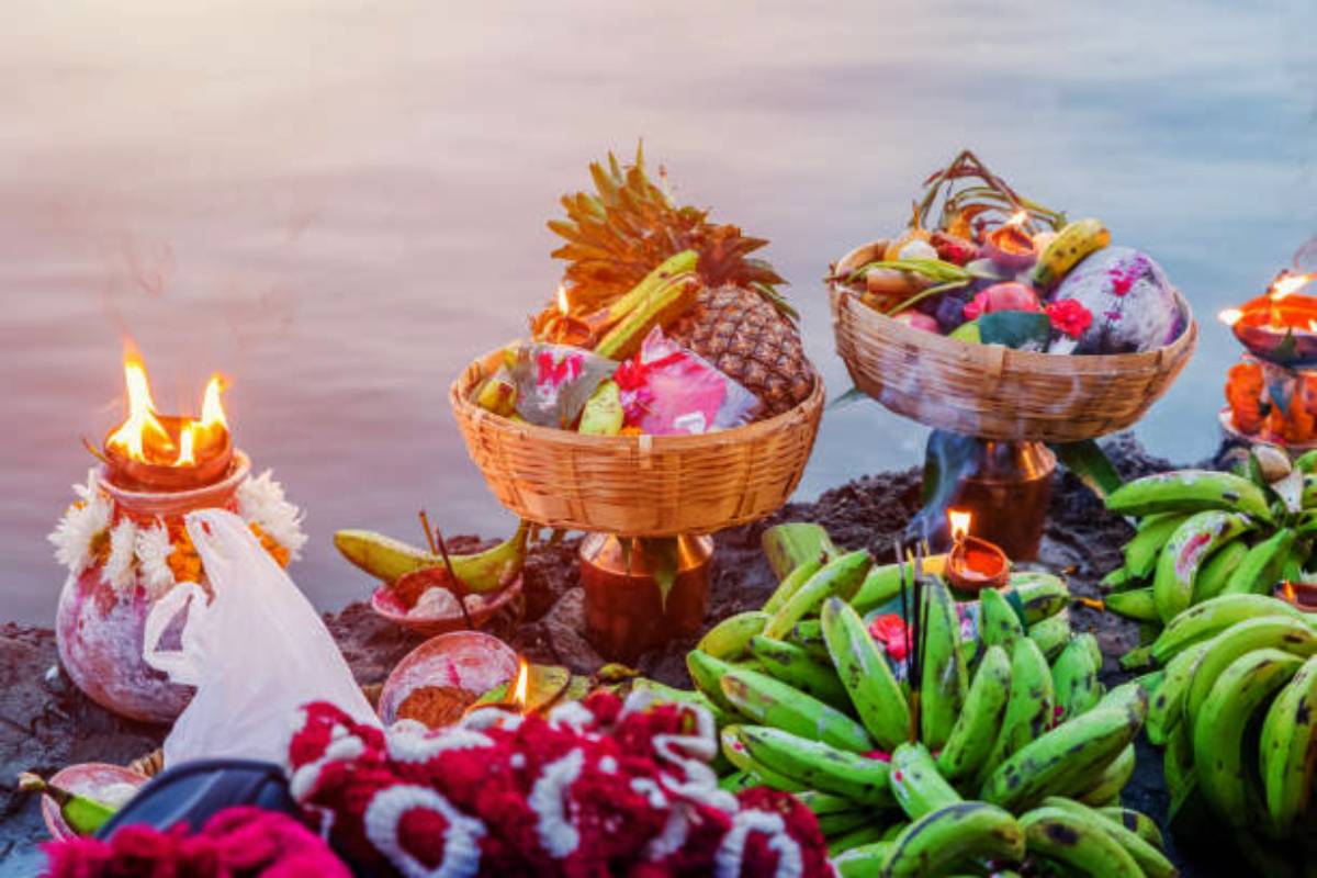 Devotees gather to offer “Argha” to rising Sun as they observe Chhath Puja