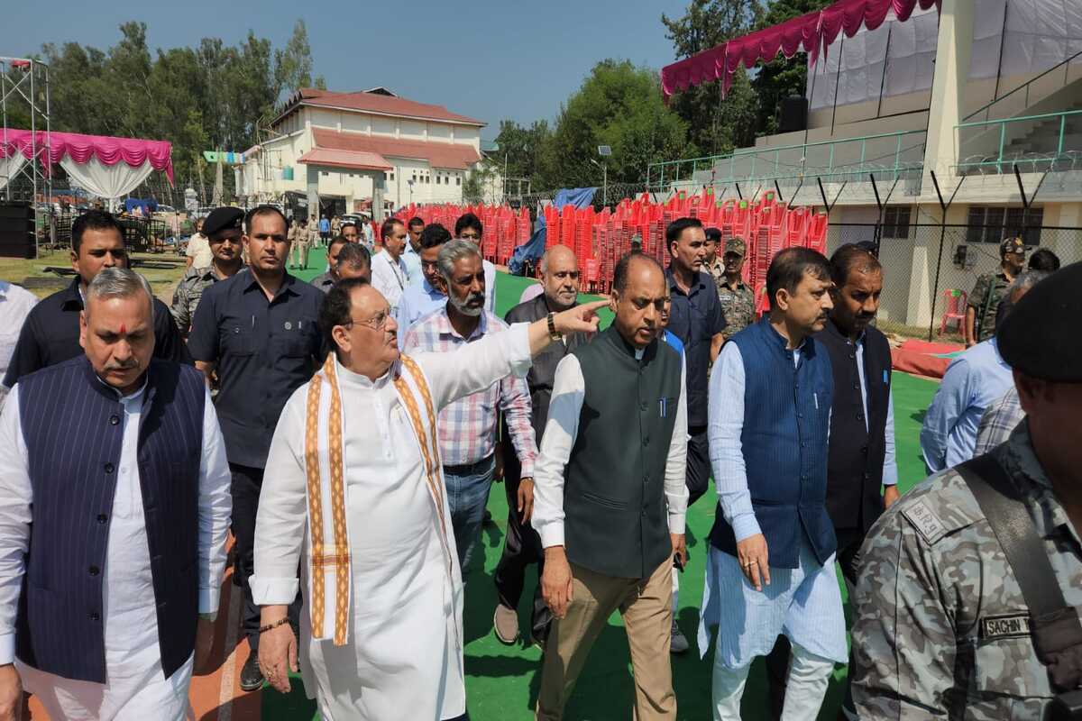 JP Nadda inspects venue of PM's rally at Bilaspur in Himachal