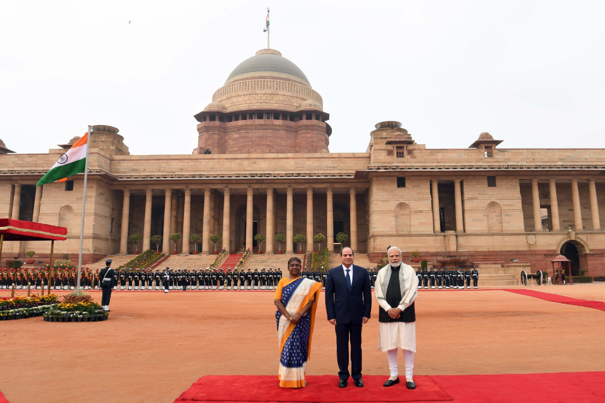 President Murmu, PM Modi welcome Egyptian president at Rashtrapati Bhavan