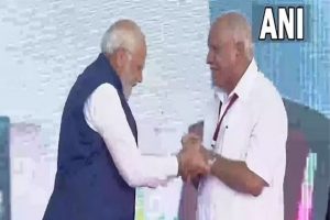 PM Modi asks audience to flip on mobile torches to greet BSY on 80th birthday.